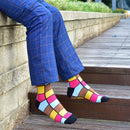 Heißer Verkauf Männer Socken 2020 Neue Bunte Geschenke für Männer Baumwolle Herren Socken Geometrische Gitter Klassische Glückliche Business Casual Socken Männer