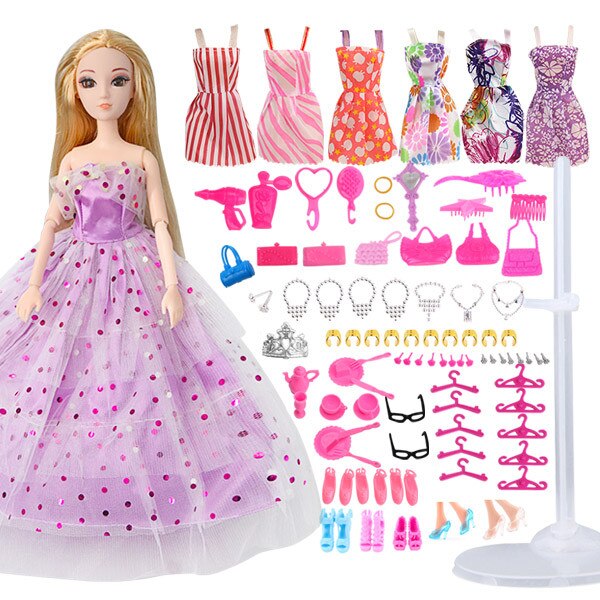 Puppe mit 83 Zubehör DIY Dressup Spielzeug für Mädchen Fashionista Ultimate Fashion Princess Dolls Set