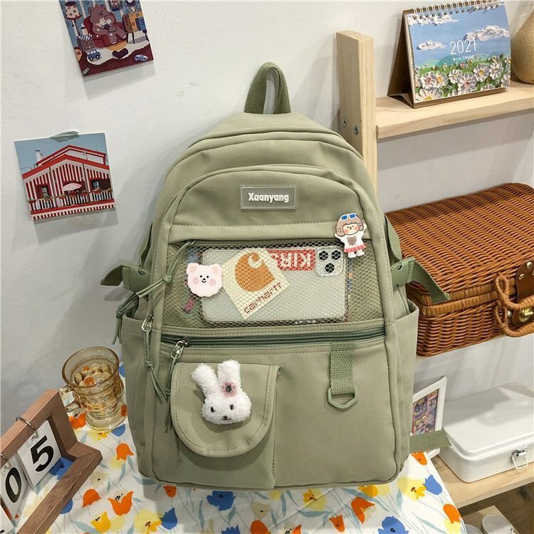 Japanese Fashion Backpack Women School Bags For Teenage Girls Multipockets Mesh Nylon Backpacks Mochila Feminina Bag Bolsa Mujer