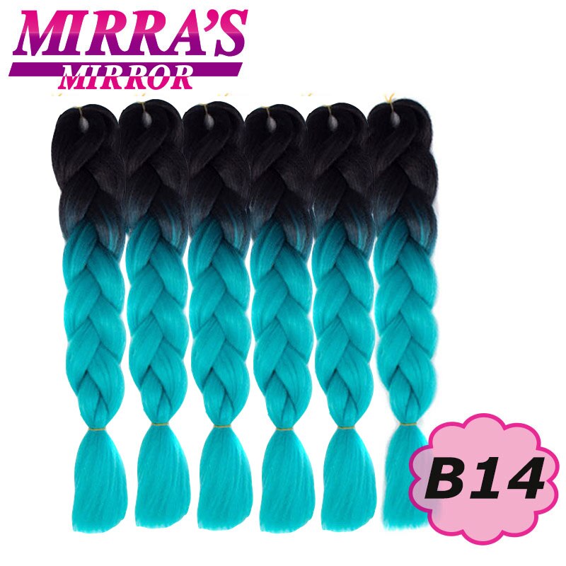 24inch Jumbo Braids Synthetic Hair For Box Braid Ombre Braiding Hair Extensions Three Tone Black Brown Blue Pink Mirra’s Mirror