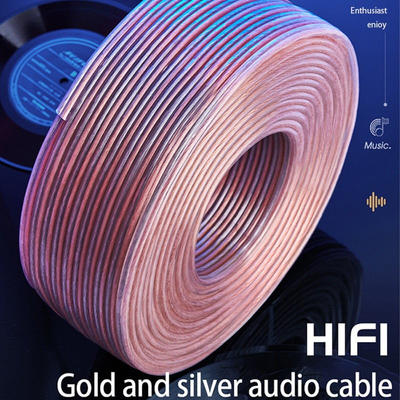 HUALIWEN DIY HIFI-Audiokabel, sauerstofffreies Reinkupfer-Lautsprecherkabel für Auto-Audio-Heimkino-Audiokabel, Soft-Touch-Kabel