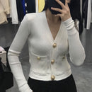 HIGH STREET Newest 2022 Fall Winter Designer Sweater Women's V-neck Lion Buttons Knitted Cardigan Top
