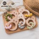 Let's Make 1PC Avocado Holz Nagetier Baby Beißring Silikon Perlen Buche Zubehör Spielzeug Dusche Geschenk Holz Rasseln Krankenschwester