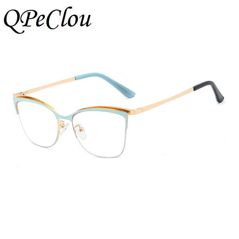 2021 Fashion Square Anti-Blau Brillengestell Frauen Vintage Metall Optische Transparente Brillen Weiblich Kein Grad Oculos Feminino