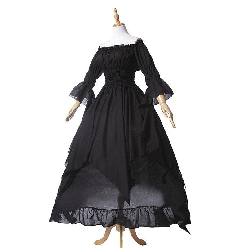 Vintage Viktorianisches Mittelalterliches Kleid Renaissance Schwarz Gothic Kleid Frauen Cosplay Halloween Kostüm Prom Prinzessin Kleid Plus Größe 5XL
