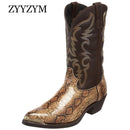 ZYYZYM Männer Frauen Stiefel High Heel Iron Head 2021 Herbst Winter Neue Gestickte Serpentine Western Cowboystiefel Männer Schuhe