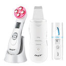 CkeyiN Ultraschall-Hautwäscher, Gesichtsspatel, Tiefenreinigung, Hautpeeling, Gesichtsreiniger, RF, EMS, LED, Schönheitsgerät, Mini-Nano-Mister