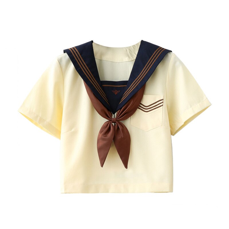 Uniforme escolar para niña, uniformes escolares de marinero de la Marina de clase japonesa, ropa de estudiantes para niñas, traje de marinero azul marino de Anime COS beige