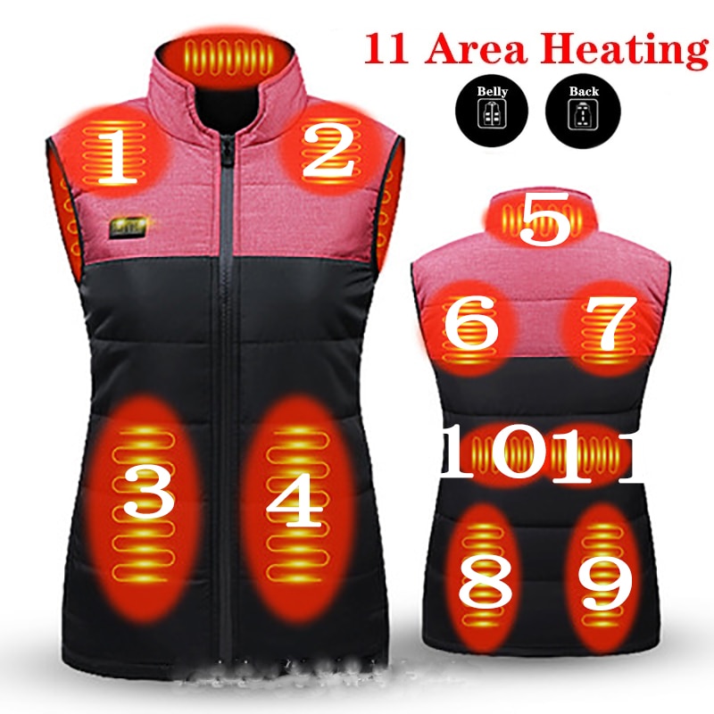 Winter Outdoor Men Electric Heated Jacket USB Heating Vest Winter Thermal Clothes Feather Camping Hiking Warm Hunting Jacket
