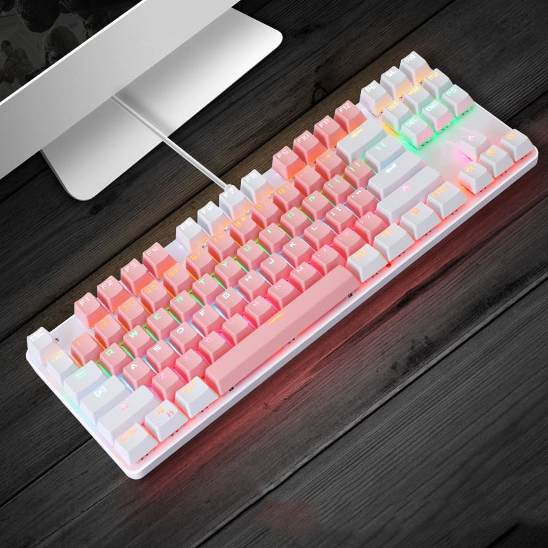 Gaming Mechanische Tastatur 87 Tasten Spiel Anti-Ghosting Blue Switch Color Backlit Wired Keyboard Für Pro Gamer Laptop PC