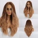 EASIHAIR Lange Schwarze Synthetische Perücken für Frauen Mittelteil Perücken Natürliches Haar Wellige Perücke Cosplay Hitzebeständige Schwarze Haarperücke