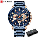 CURREN Sportuhren Herren Luxusmarke Quarzuhr Edelstahl Chronograph Big Dial Armbanduhr mit Datum Relogio Masculino