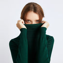 HLBCBG chic Otoño Invierno suéter grueso pulóveres mujer manga larga casual cálido básico cuello alto suéter mujer jerséis de punto top