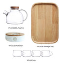 1L / 1.8L Trinkgefäße mit großer Kapazität Glasteekanne Teegeschirr Teekanne Hitzebeständiger Wasserkocher Holzdeckel Home Office Coffee Bar Supplies