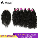 Tejido de pelo sintético Noble 16-20 pulgadas 7 unids/lote mechones de pelo rizado Afro con cierre de encaje africano para mujer extensión de cabello