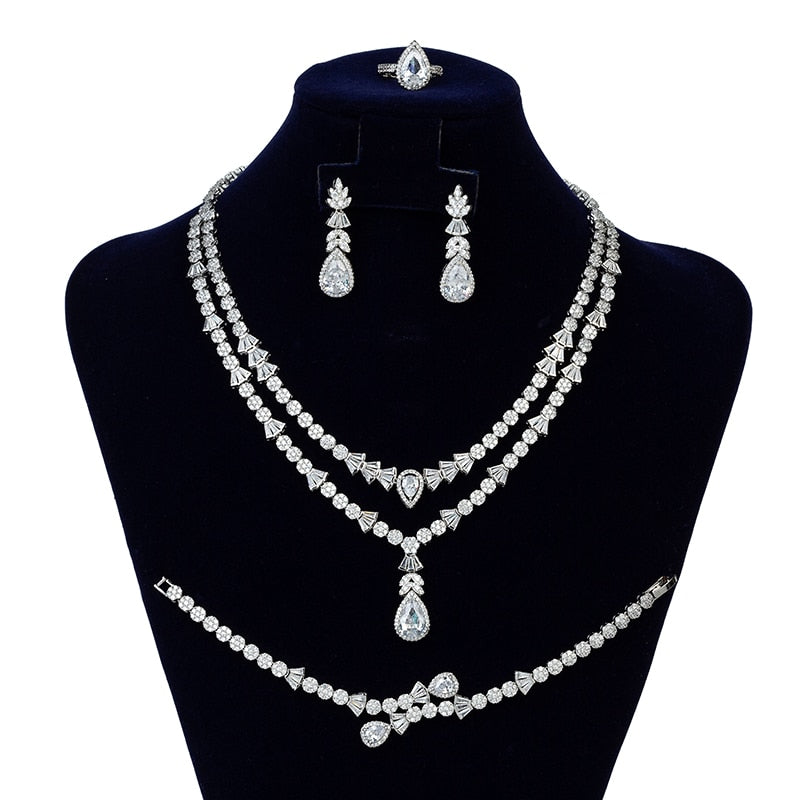 Jewelry Set HADIYANA Fashion Gorgeous Necklace Earrings Ring Bracelet Set For Women Party Gift Wedding CNY0055 Femme Jewelry
