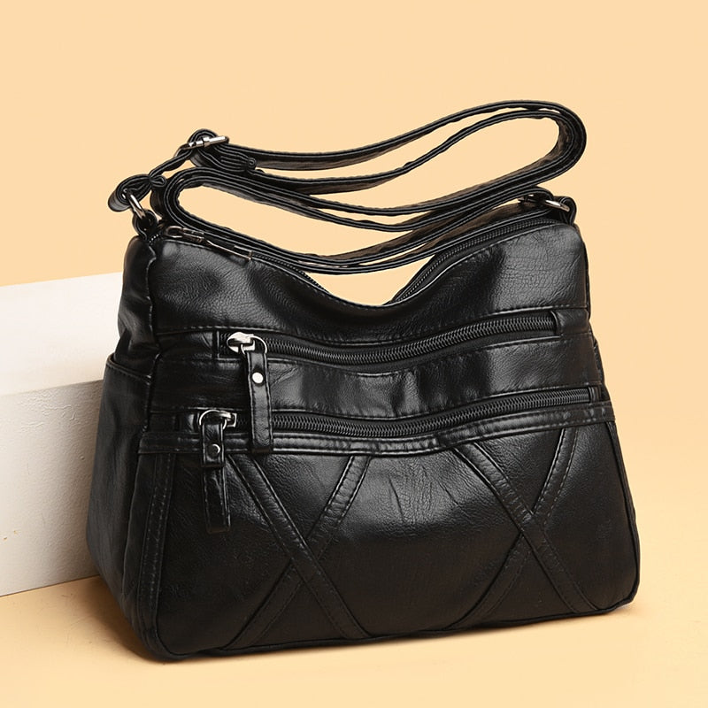 New Casual Ladies Shoulder Bag Sewing Thread Fashion Purses and Handbags Small Pu Leather Crossbody Bags For Women 2021 New