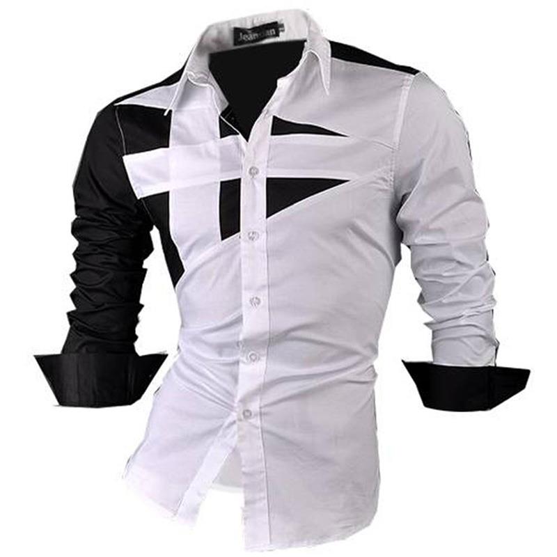 jeansian Spring Autumn Features Shirts Men Casual Long Sleeve Casual Male Shirts Zipper Decoration (No Pockets) Z015