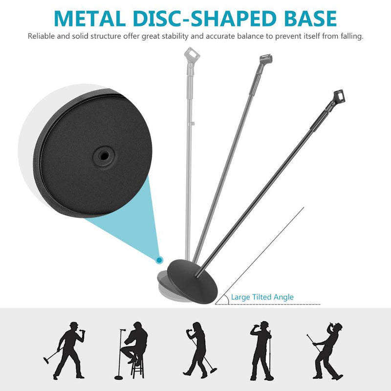 Soporte de suelo para micrófono de base compacta Neewer con soporte para micrófono Altura ajustable de 39,9 a 70 pulgadas Soporte de hierro duradero