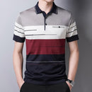 2022 Brand Short Sleeve Polo Tee Shirt Men Casual Summer Striped Men&