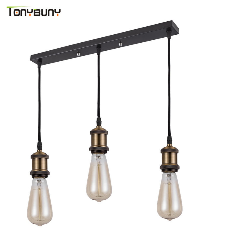 Retro Industrial Loft LED Bar Pendent Lamp E27 Socket Pendant lights Aluminum Dining Room Pendent Lights Kitchen Hanging Lamps