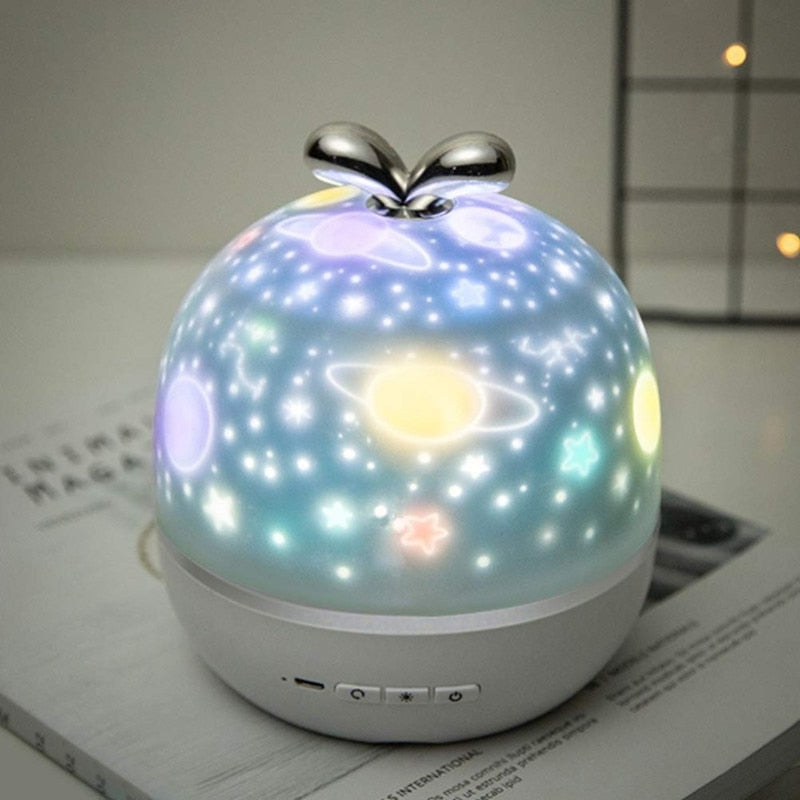 Bunte Projektorlampe und Nachtlicht 2 in 1 Universum Sternenhimmel Drehen LED Lampe Blinkender Stern Kinder Baby Geschenk USB Power