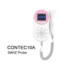 CONTEC Fetaler Doppler-Herzschlagmonitor mit Hintergrundbeleuchtung, LCD, rosa Farbe, mit 2 MHz, 3 MHz, 8 MHz Sonde, Baby-Herzschlagmonitor-Sonde