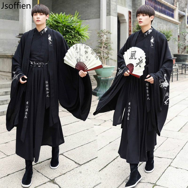 Vestido tradicional Hanfu de talla grande para mujer, disfraz de la dinastía Han para hombre, ropa de espadachín antiguo chino para parejas, Kimono masculino, traje Tang