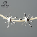 Lotus Fun Real 925 Sterling Silver Natural Creative Handmade Designer Fine Jewelry Splashing Metal Stud Earrings for Women
