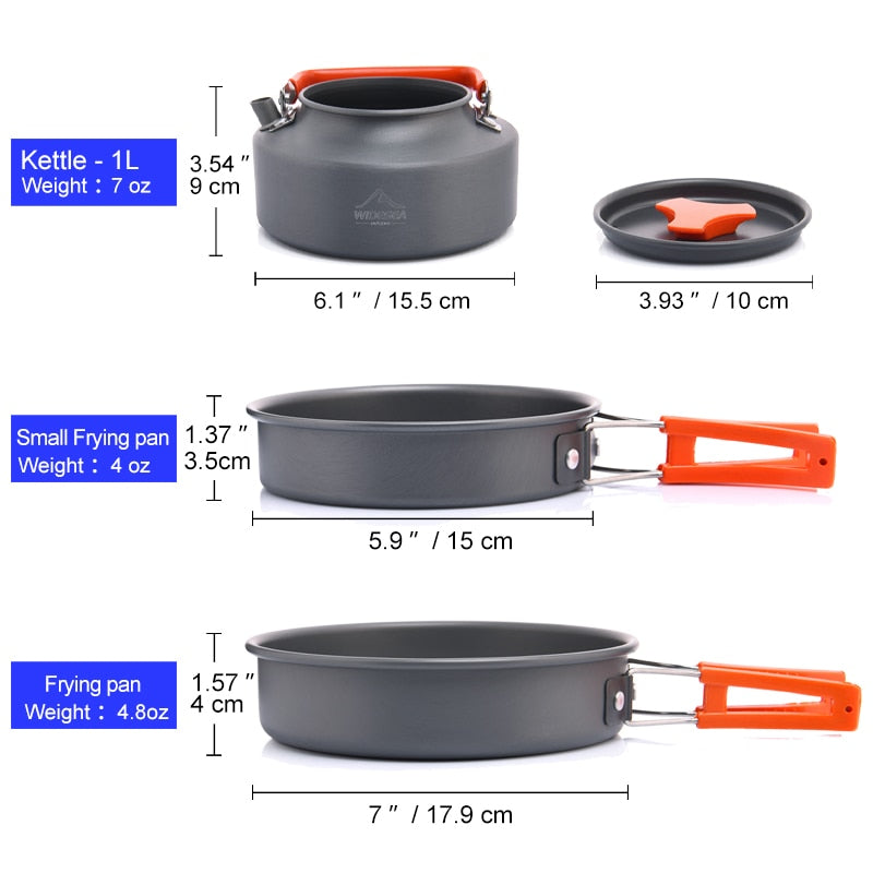 Widesea Camping Tableware Outdoor Cookware Set Pots Tourist Dishes Bowler Kitchen Equipment Gear Utensils Hiking Picnic Travel