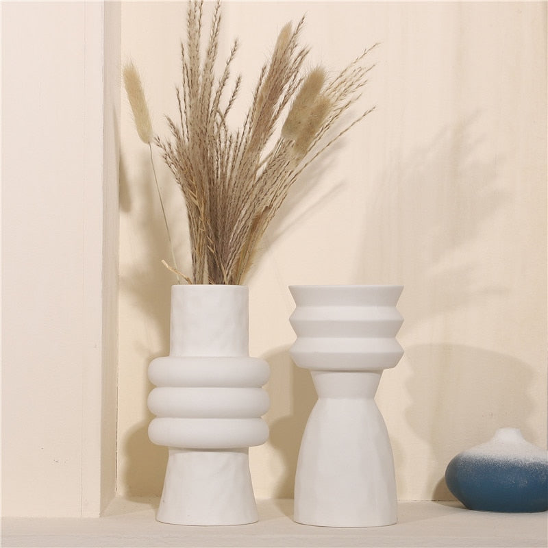 Nordic Ins Creative Ceramics Vase Home Ornaments White Vegetarian Flower Pot Vases Home Decorations Craft Gifts