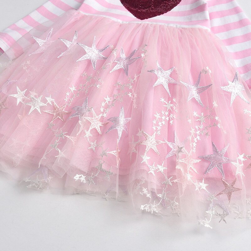 VIKITA Girls Striped Dress Kids Princess Dress for Girl Children Heart Design Dresses Girl School Casual  Wear Children Clothing