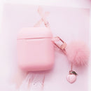 Süße koreanische Perle Silikonhülle für Apple Airpods 1 2 Hülle Zubehör kabellose Kopfhörer Schutzhülle Cherry Dog Schlüsselanhänger