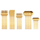 30Pcs Matte Black Gold Stainless Steel Cutlery Set Knife Fork Spoon Silverware Tableware Set Wedding Birthday Dinner Dinnerware