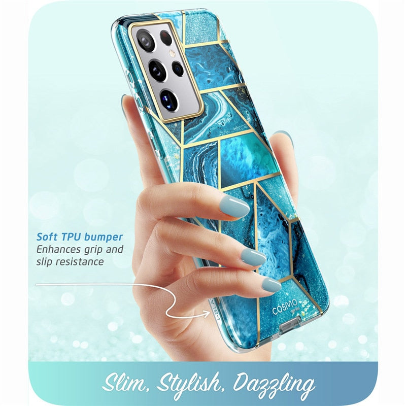 Para Samsung Galaxy S21 Ultra Case 6.8 "(2021) I-BLASON Cosmo Full-Body Glitter Marble Cover SIN protector de pantalla incorporado