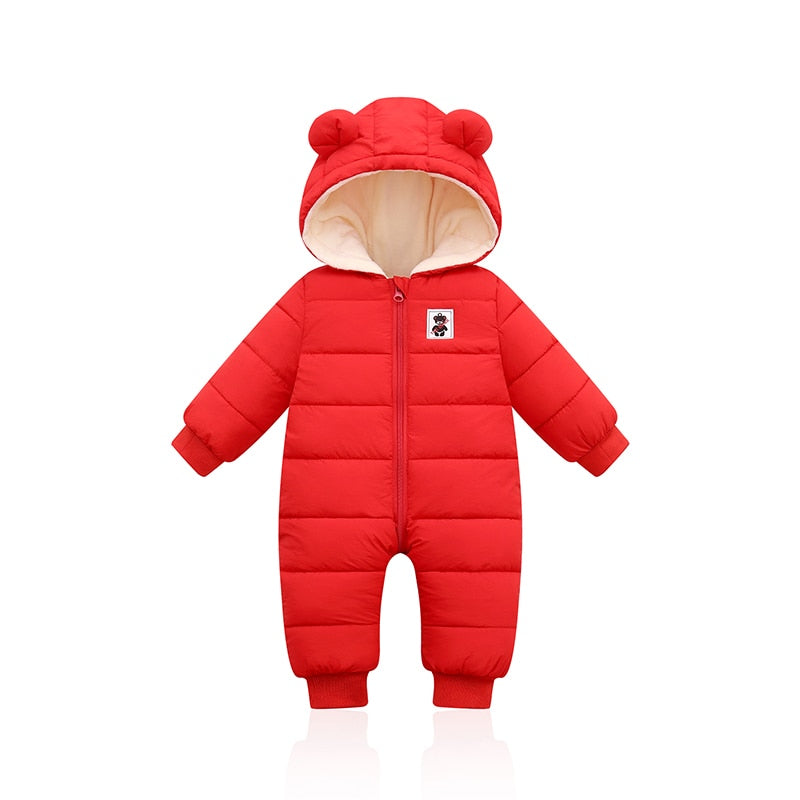 overalls baby clothes Winter Plus velvet New born Infant Boys Girls Warm Thick Jumpsuit Hooded Outfits Snowsuit coat kids Romper