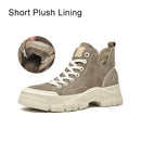 BeauToday Casual Sneakers Damen Wildleder Runde Zehe Lace-Free High Top Damen Retro Mode Flache Schuhe Handmade 29575