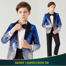 Children's gradient Sequin suit  Boys Dress Catwalk Costume Sequins Small Host Stage Model Handsome Children's Clothing jacket