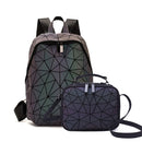 2022 neue Leucht Rucksack Schule Frauen Männer Set Rucksack Weibliche Gitter Rucksack Holographische Umhängetaschen Geldbörse mochila sac