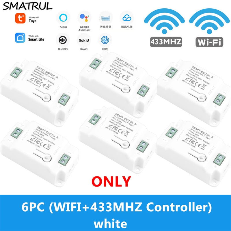 SMATRUL Tuya Smart Life Home APP WiFi + RF 433 MHz Schalter Licht Wand Relais Timer Modul Stimme Google Home Alexa 110 V 220 V 10 A Lampe