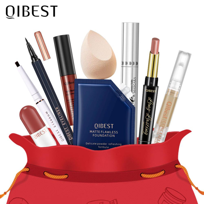 Kit de maquillaje profesional QIBEST, conjunto de cosméticos todo en uno, lápiz labial, sombra de ojos, máscara, corrector, ceja, conjunto de maquillaje para mujer, regalo