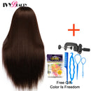 Schaufensterpuppenkopf mit 100% Hochtemperaturfaserhaar 65 cm Brautfriseurausbildung Perückenkopf mit Ständer Kosmetikpuppenkopf