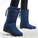 Winterstiefel Damen Mitte der Wade Wasserdichte Schneestiefel Warme Pelz Damenstiefel Winterschuhe Damenschuhe Chaussures