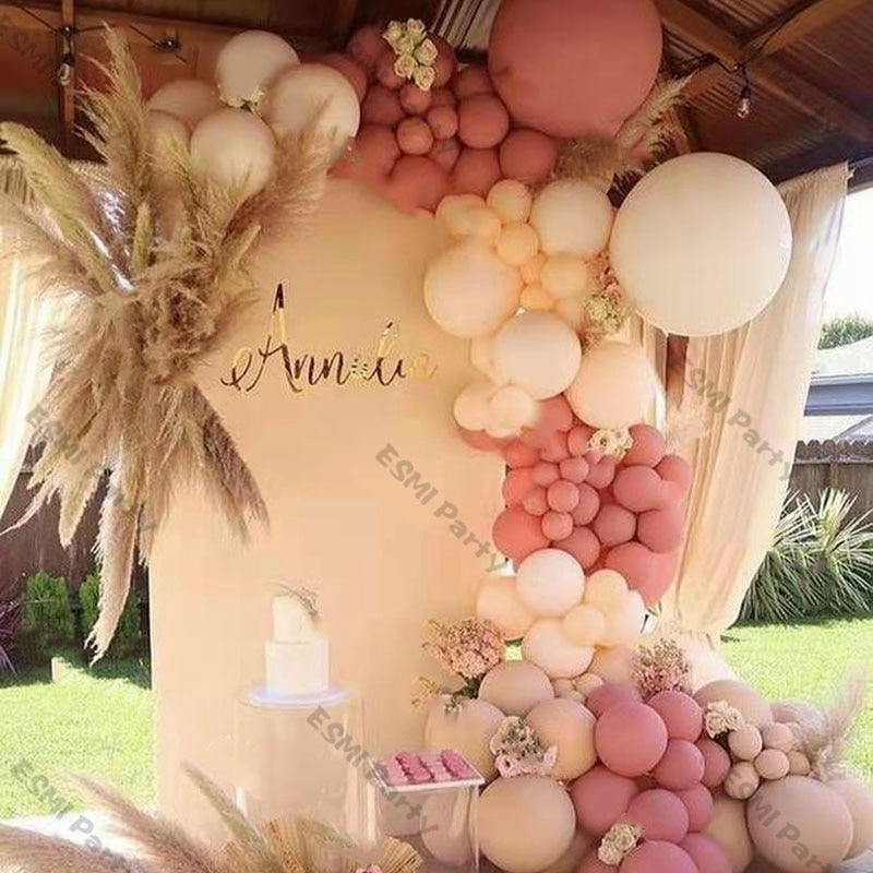 Doble polvo rosa Boho boda compromiso decoración cromo rosa oro desnudo globos guirnalda globo arco Global cumpleaños Decoración