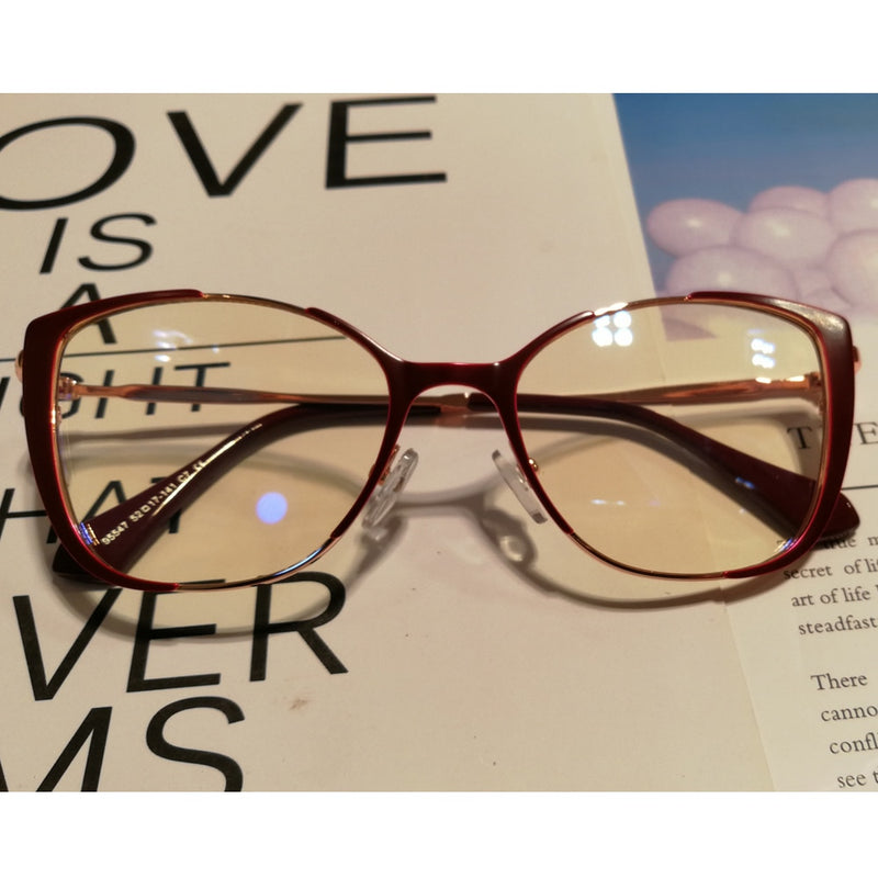 QPeClou Unique Vintage Cat Eye Glasses Women 2019 Retro Metal Cateye Eyeglasses Frames Female Clear lens Optical Oculos Gafas