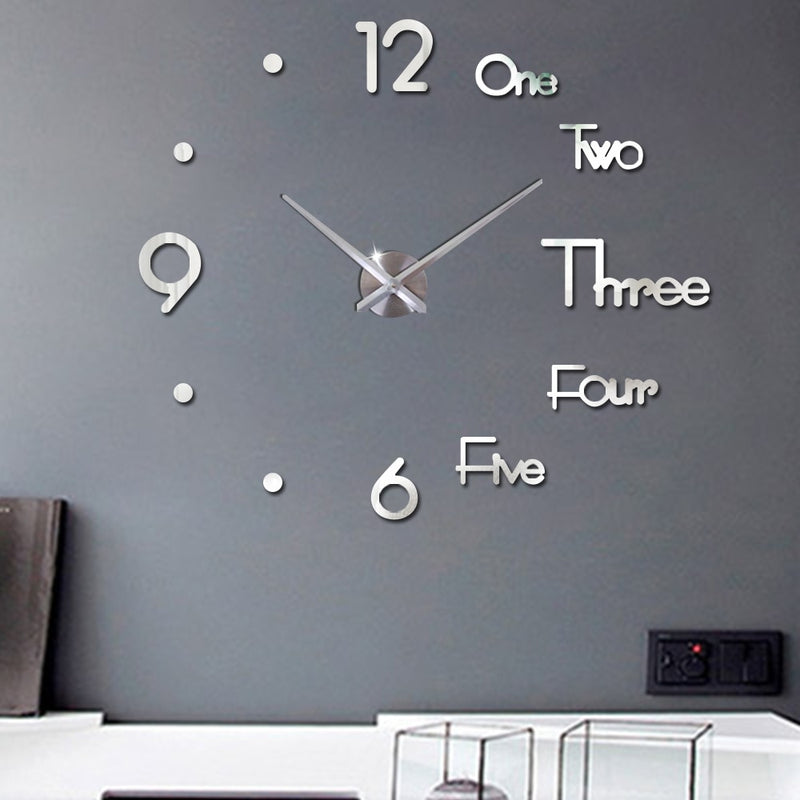 Reloj de pared grande 3D DIY, diseño moderno, pegatina de pared silenciosa, espejo acrílico, Relojes de pared autoadhesivos, decoración del hogar para sala de estar