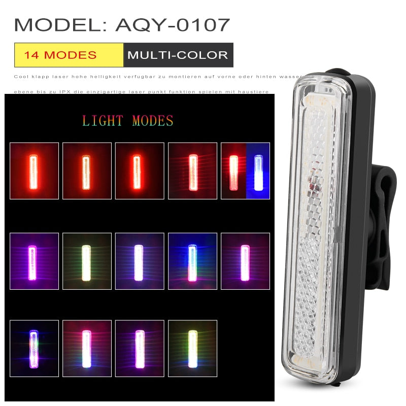 Fahrrad wasserdichtes Rücklicht Reitrücklicht LED USB wiederaufladbares Mountainbike Fahrradlicht Rücklicht Helmlicht Multi-Mode