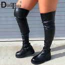DORATASIA Marke Neue Weibliche Plattform Oberschenkel Hohe Stiefel Mode Schlank Chunky Heels Overknee Stiefel Frauen Party Schuhe Frau