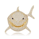 TOPGRILLZ, colgante de tiburón de tamaño pequeño, colgante de Zirconia cúbica con diamantes, collar de Hip Hop para hombres y mujeres, joyería de regalo de moda