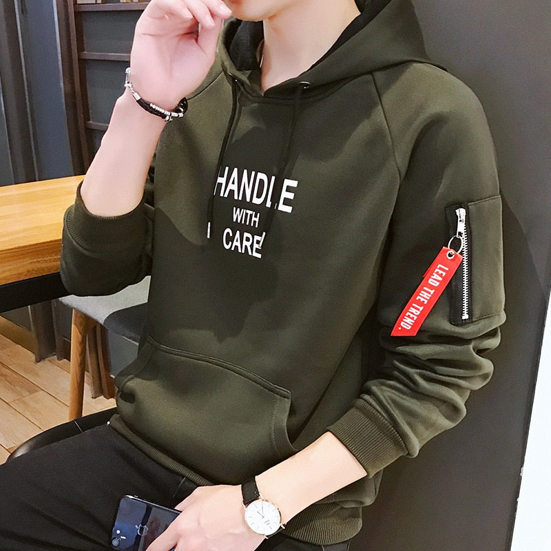 Mode Männer Hoodie gedruckt GRIFF Korea Kapuzenpullover Mann mit seitlichen Reißverschlusstaschen Teenager Pullover Sweatshirts Herrenbekleidung